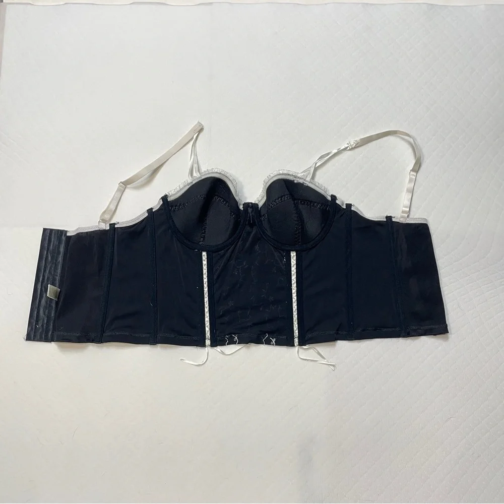 Black‎ Bustier Top with White Embroidery size 36C